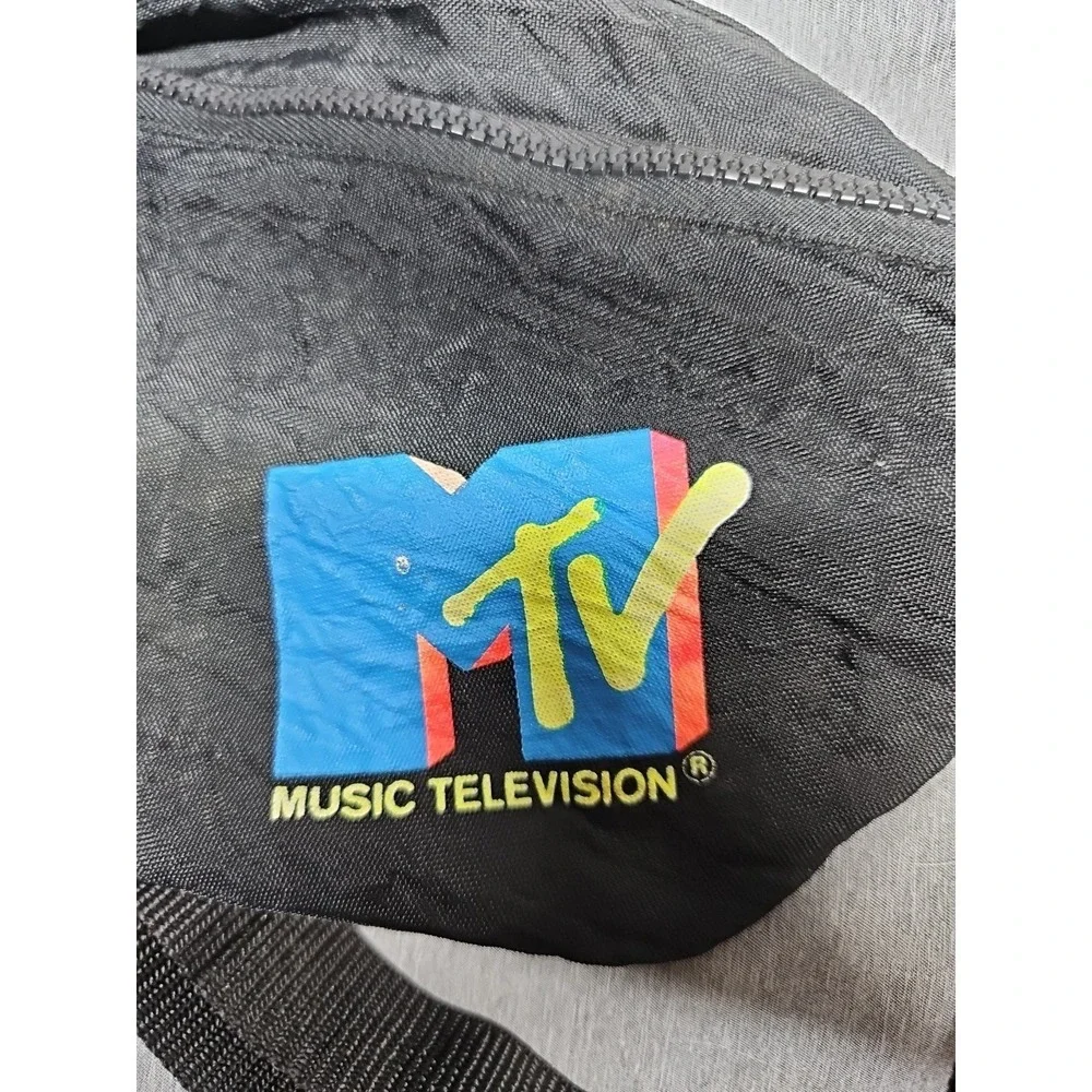 Vintage 1990s MTV Fanny Pack Black Belt Bag Cross Body Waist Bag
